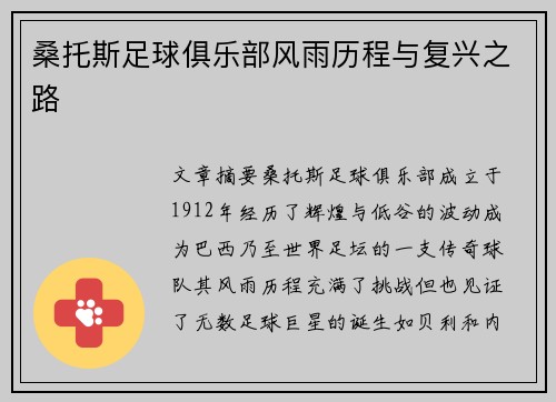 桑托斯足球俱乐部风雨历程与复兴之路